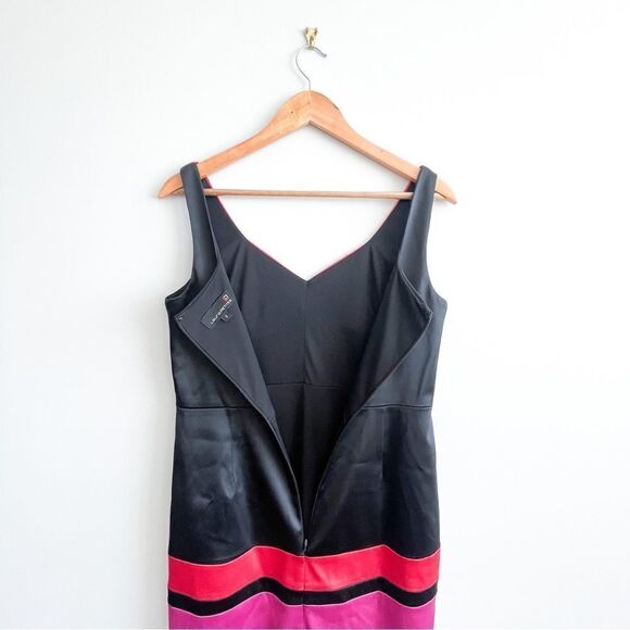 Laura Petite Fitted Dress Bodycon Black Red Pink Satin Sleeveless Sheath Size 6 - Picture 6 of 13